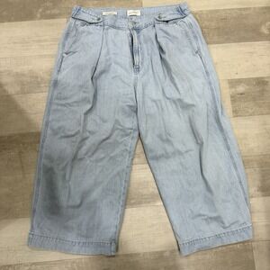 Universal Thread Pants Womens 16R Light Wash Cropped Two-Way Trouser Wide Leg